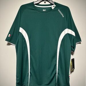 Diadora Men's Dark Green Tee with White Accents🔥